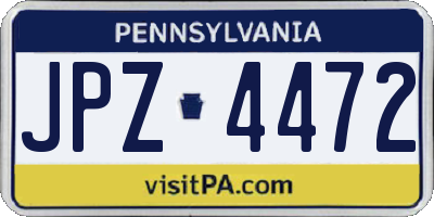 PA license plate JPZ4472
