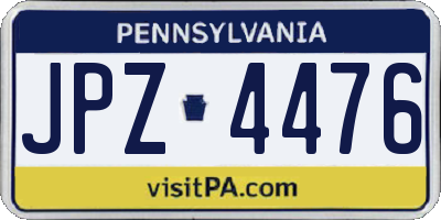 PA license plate JPZ4476