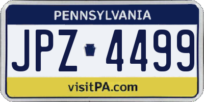 PA license plate JPZ4499
