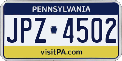 PA license plate JPZ4502