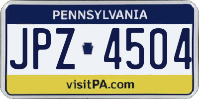 PA license plate JPZ4504