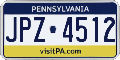 PA license plate JPZ4512