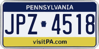PA license plate JPZ4518