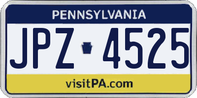 PA license plate JPZ4525