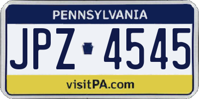 PA license plate JPZ4545