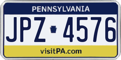 PA license plate JPZ4576