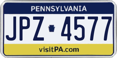 PA license plate JPZ4577