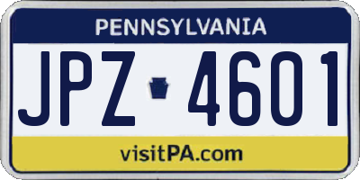 PA license plate JPZ4601