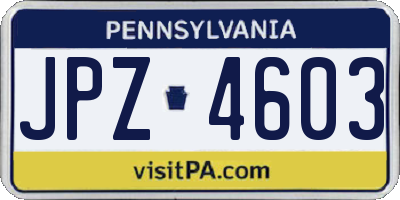 PA license plate JPZ4603