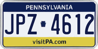 PA license plate JPZ4612