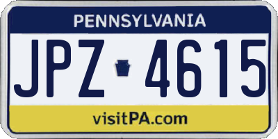 PA license plate JPZ4615