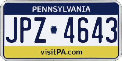 PA license plate JPZ4643