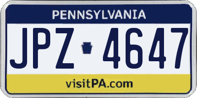 PA license plate JPZ4647