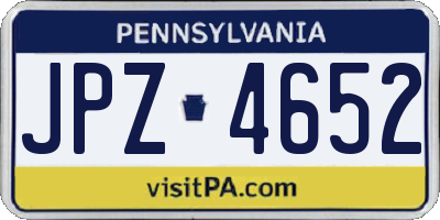 PA license plate JPZ4652