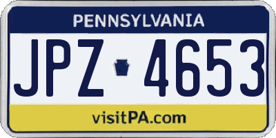 PA license plate JPZ4653