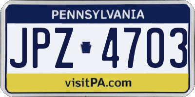 PA license plate JPZ4703