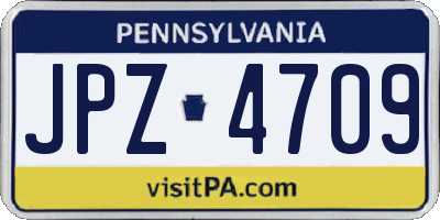 PA license plate JPZ4709