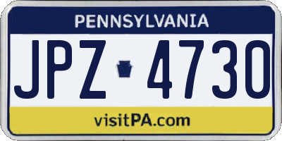 PA license plate JPZ4730