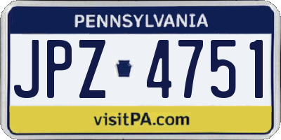 PA license plate JPZ4751