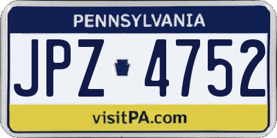 PA license plate JPZ4752