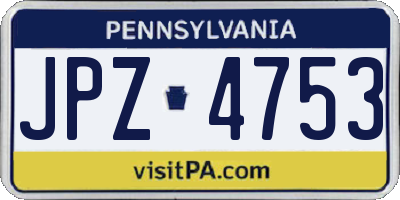 PA license plate JPZ4753