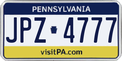 PA license plate JPZ4777