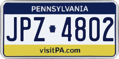 PA license plate JPZ4802