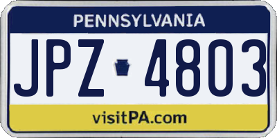 PA license plate JPZ4803