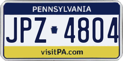 PA license plate JPZ4804