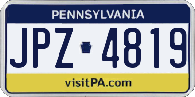 PA license plate JPZ4819