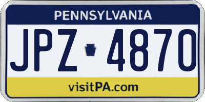 PA license plate JPZ4870
