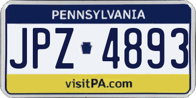 PA license plate JPZ4893
