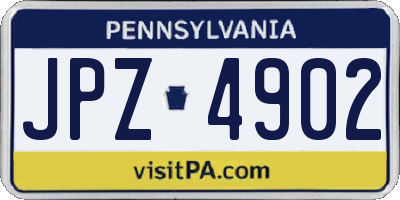PA license plate JPZ4902