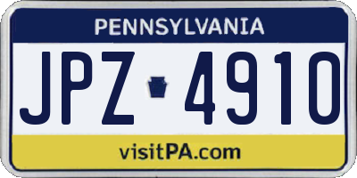 PA license plate JPZ4910