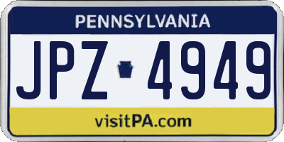 PA license plate JPZ4949