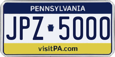 PA license plate JPZ5000