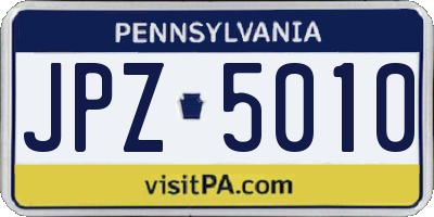 PA license plate JPZ5010