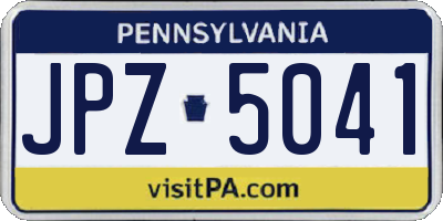PA license plate JPZ5041