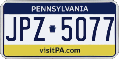 PA license plate JPZ5077