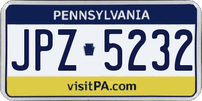 PA license plate JPZ5232