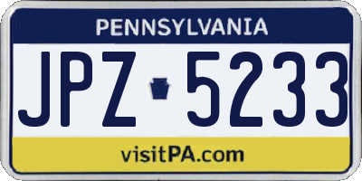 PA license plate JPZ5233