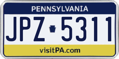 PA license plate JPZ5311