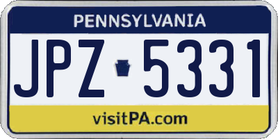 PA license plate JPZ5331