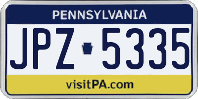 PA license plate JPZ5335