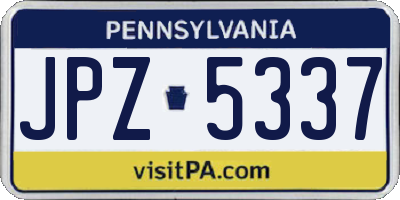 PA license plate JPZ5337