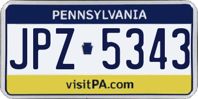 PA license plate JPZ5343