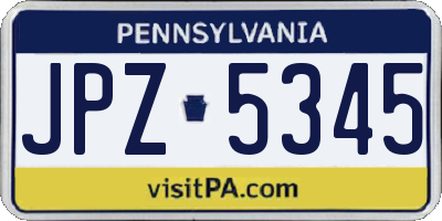 PA license plate JPZ5345