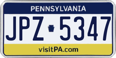 PA license plate JPZ5347