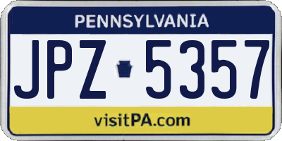 PA license plate JPZ5357