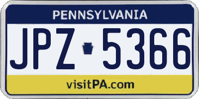 PA license plate JPZ5366